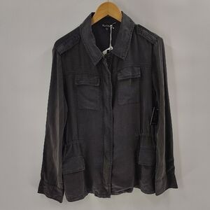 Velvet Heart Jacket Size Large Dark Gray Zip Up And Snap Drawstring Waist